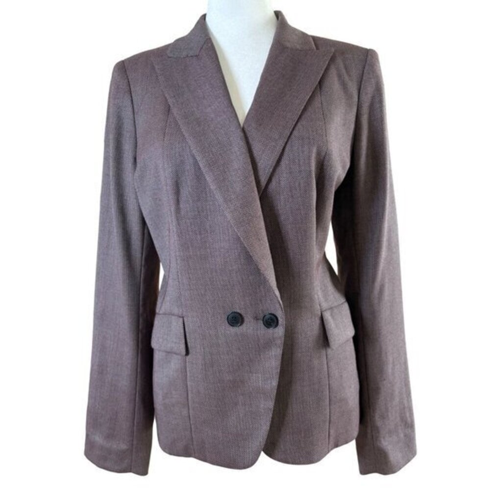 Lafayette 148 Wool Blend Career Plum‎ Burgundy Lined Pockets Two Button Size 10